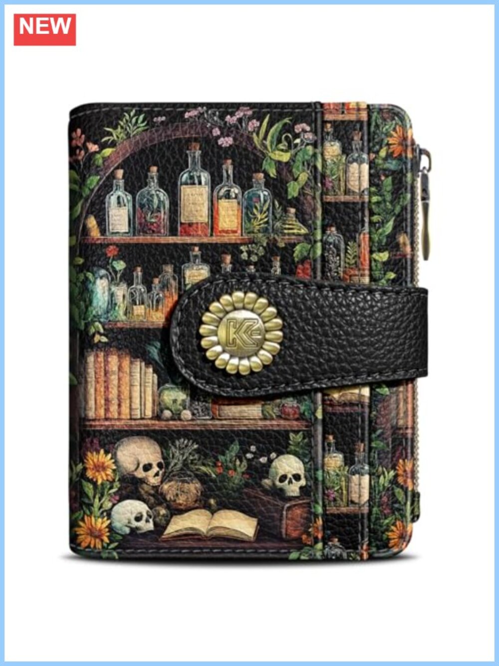 Small RFID Bifold Wallet with Zipper Coin Pocket & 10 Card Slots